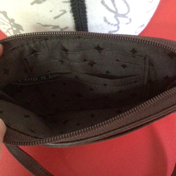 💐Authentic Fossil Leather Corner Zip Wristlet Wallet Clutch Brown Floral - Picture 3 of 8